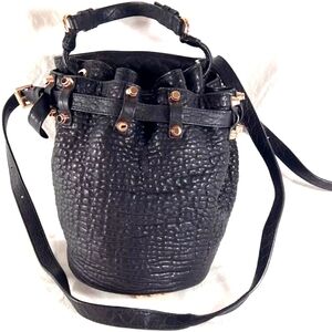 Alexader Wang studded genuine embossed leather black handbag